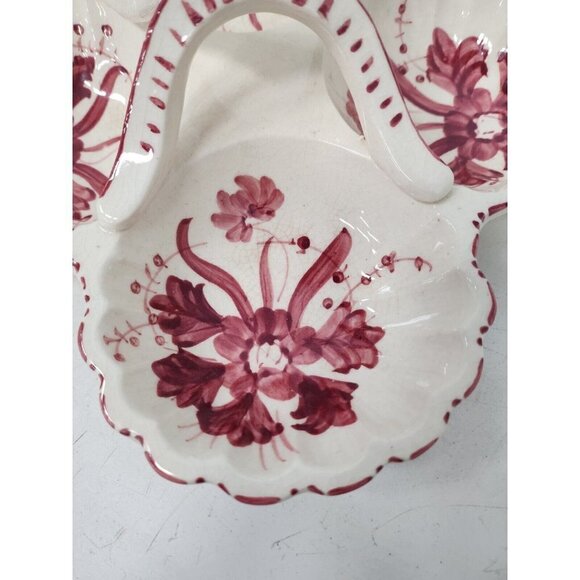 Vintage Maruhon Ware Japan 4 Compartment Serving Dish With Handle Floral Ceramic - Picture 4 of 8